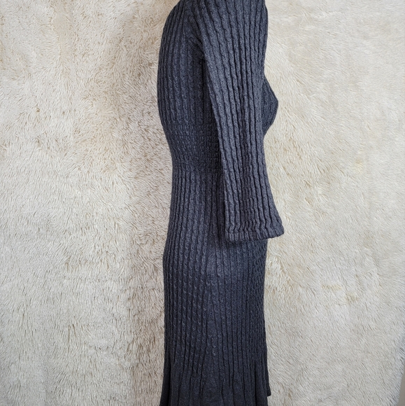 Maple Anthropologie Women's Sz XS Sweater Dress Gray Stretch Angora Cable Knit N - Picture 5 of 9